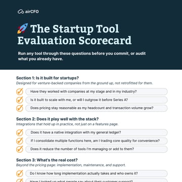 Startup Tool Evaluation Scorecard